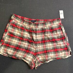 GAP Women's High Waist Red and Cream Plaid Shorts